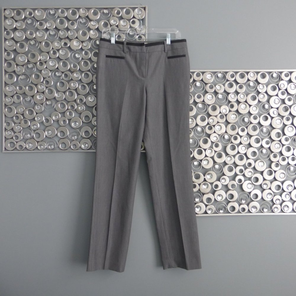 Dress Barn Grey and Black Trim Straight Leg Pants
